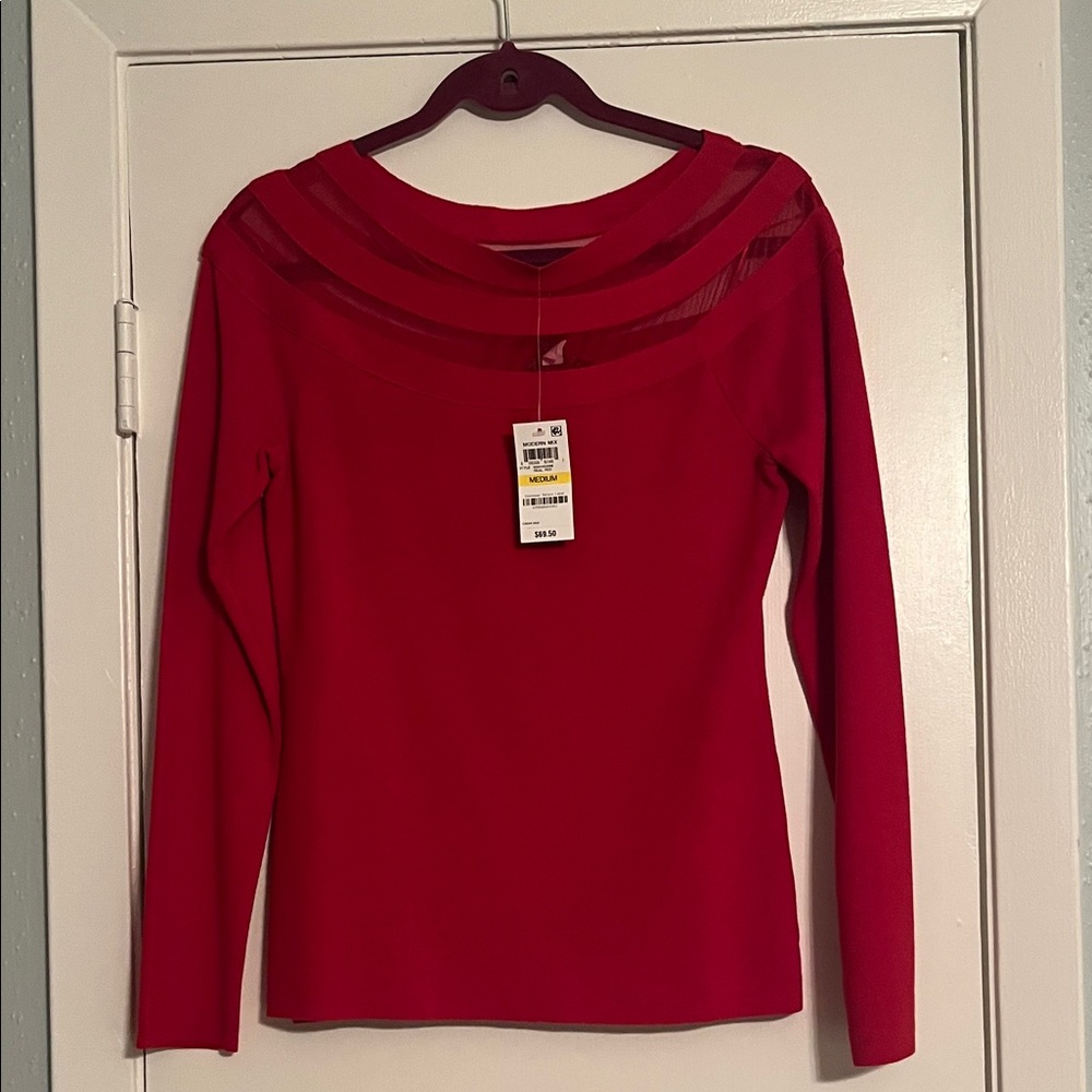 Chic Red Long Sleeve Women's Top